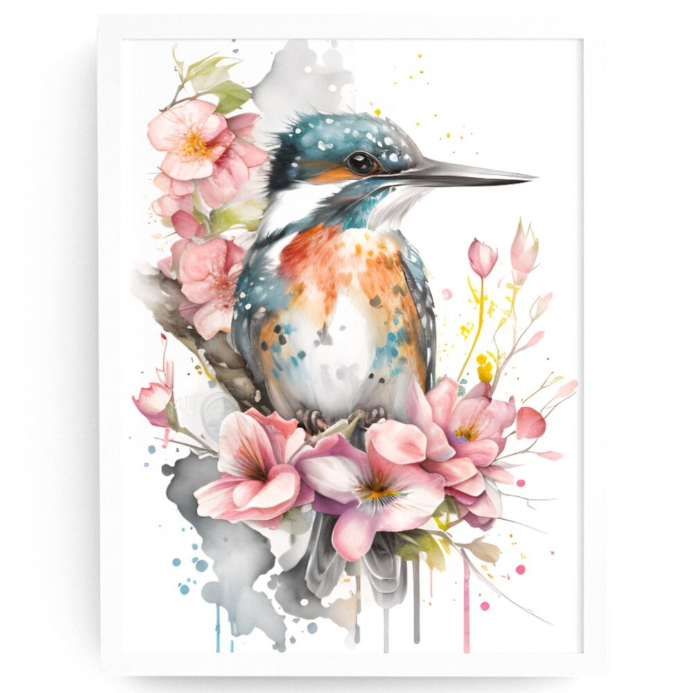 Kingfisher Bird Wall Art Watercolor Illustration Print Poster Card Unframed